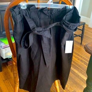 Eloquii black cotton paper bag waist skirt